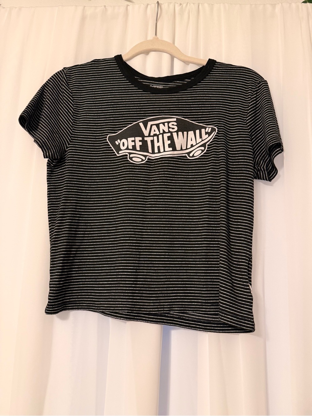 Vans Black & White Striped 'Off The Wall' Graphic Tee